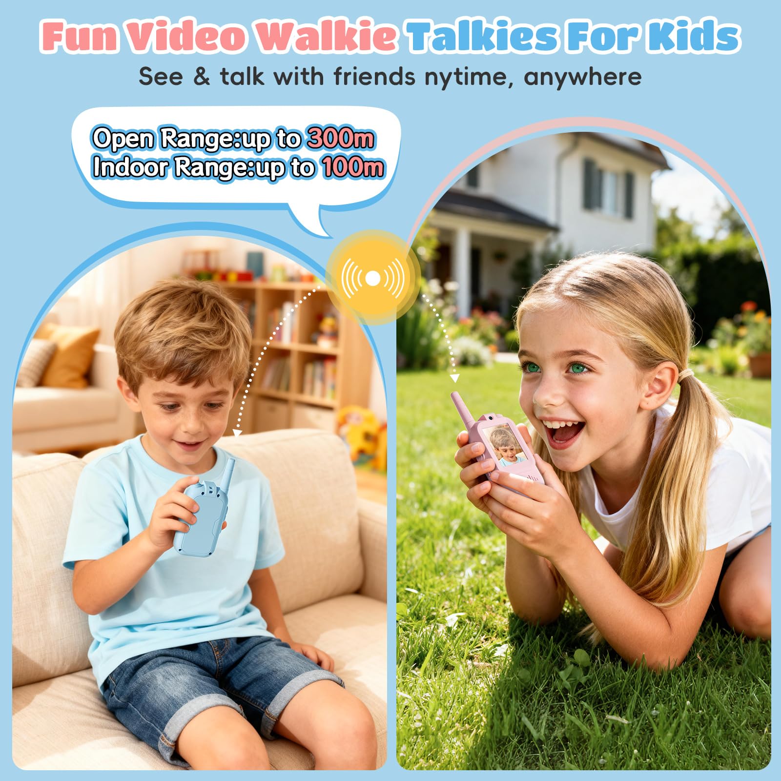 FHskFH Kids Walkie Talkies featuring a voice changer for creative play.