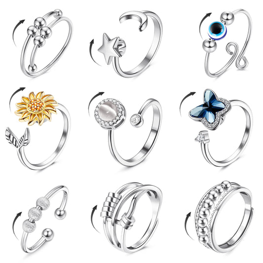 FIBO STEEL Sunflower design ring for discreet anxiety relief and everyday wear