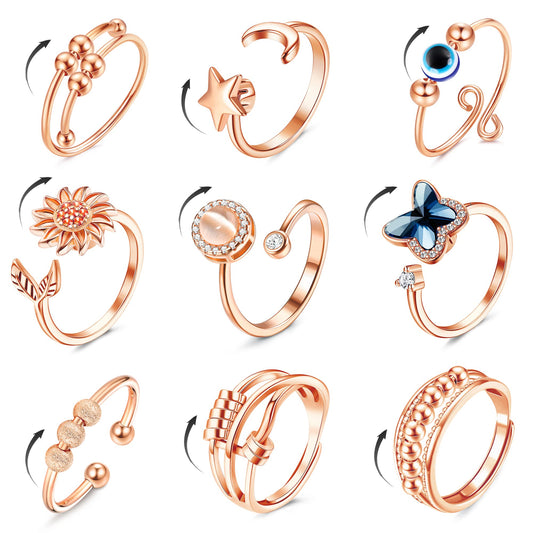 FIBO STEEL sunflower design ring for discreet anxiety relief and everyday style.