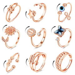 FIBO STEEL sunflower design ring for discreet anxiety relief and everyday style.