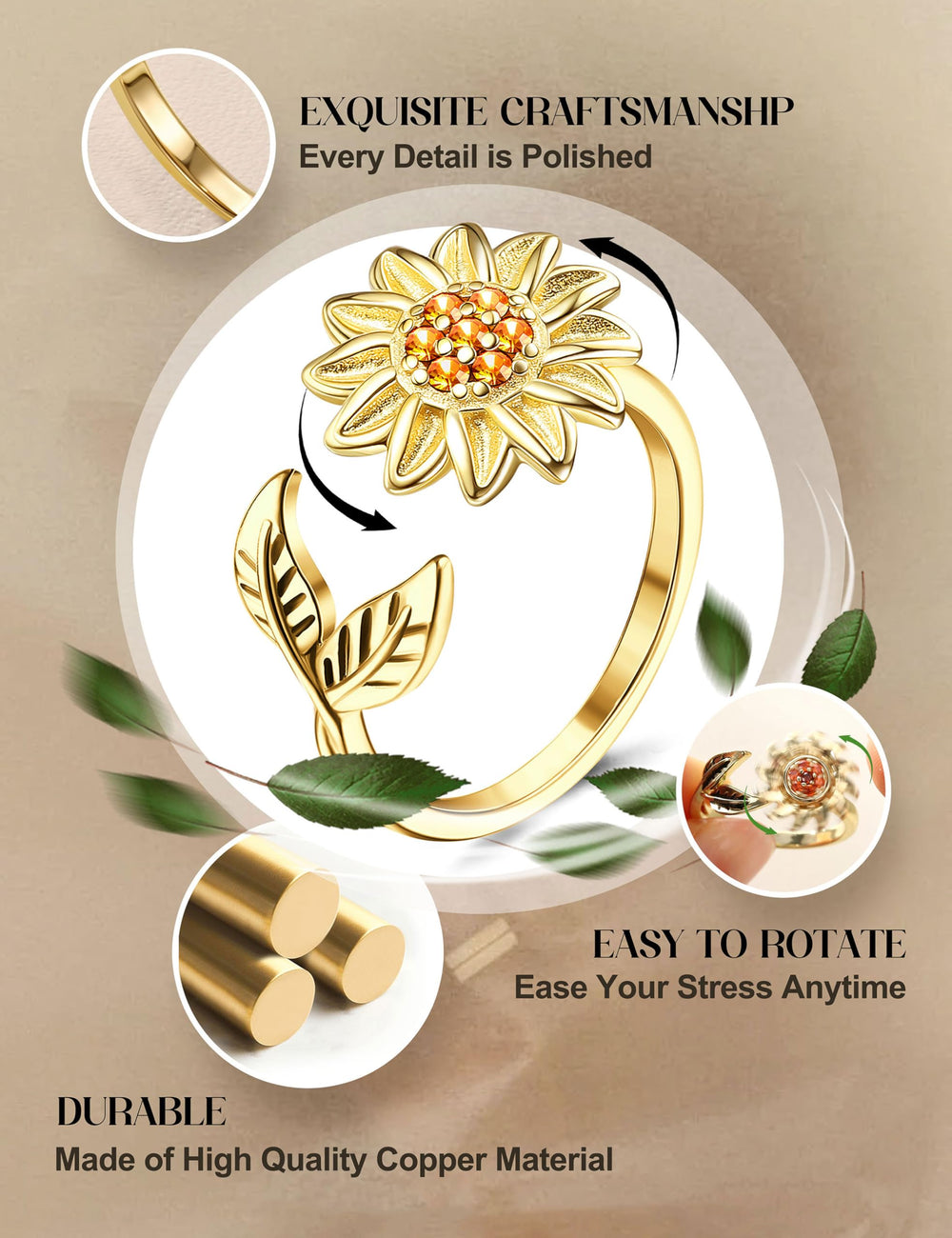 FIBO STEEL Butterfly fidget ring—playful motif for versatile styling.