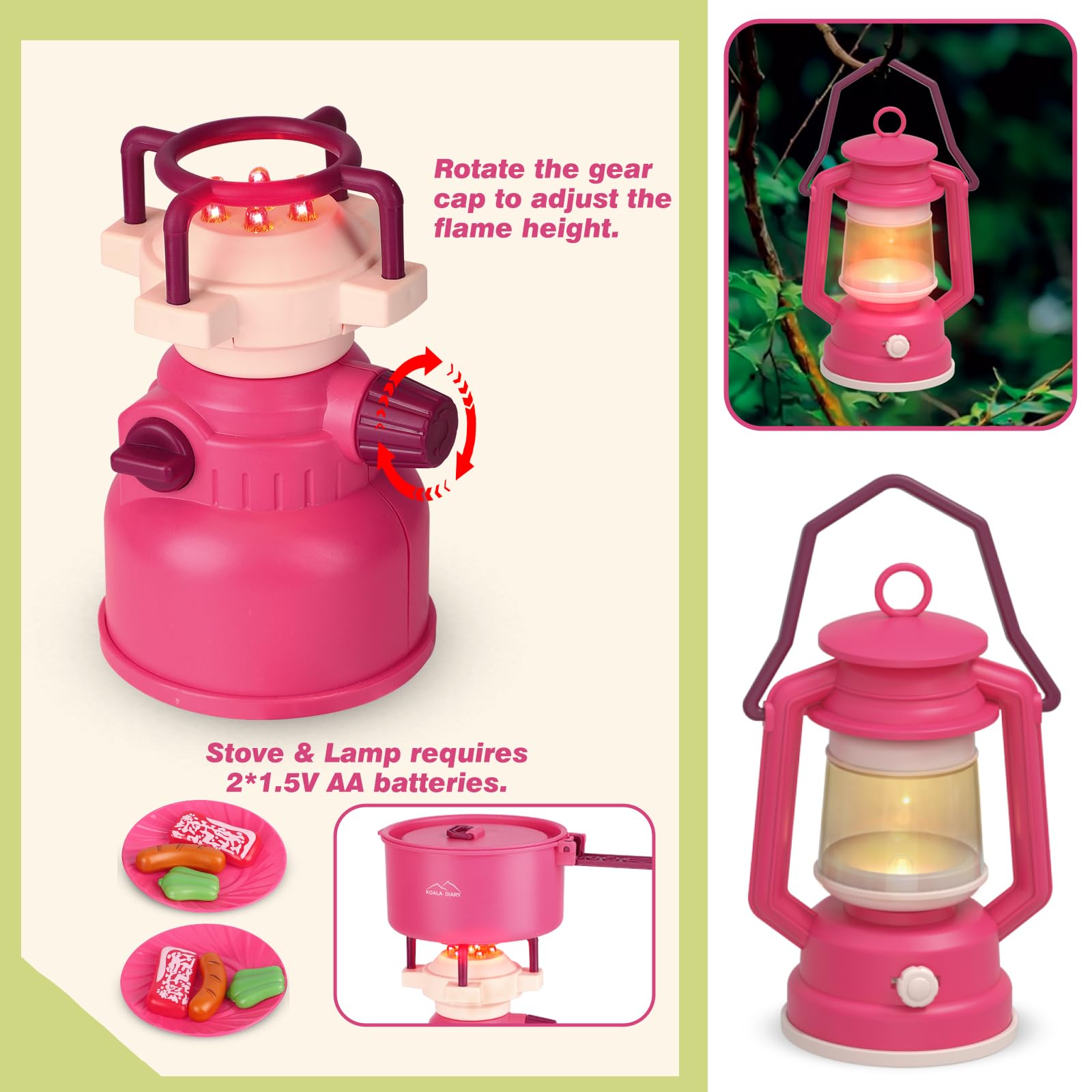 Fidecexv pink oil lamp creates cozy pretend camping ambiance