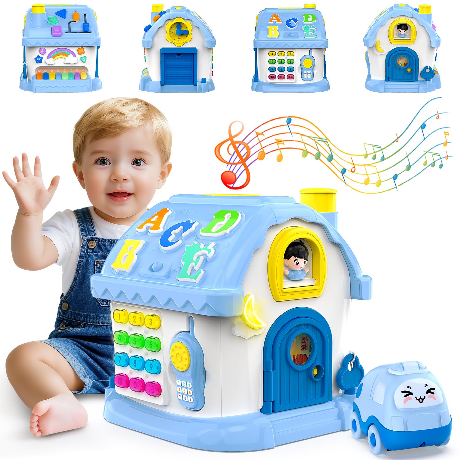 Fidecexv Montessori house toy with buttons and lights for toddlers' exploration