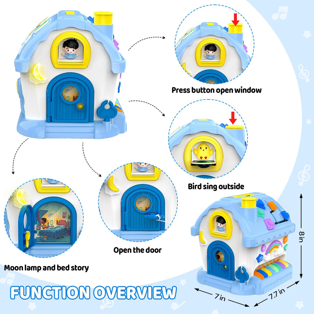 Fidecexv portable busy toy with roof handle for travel