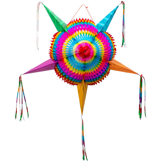 Fiesta Wraps Mexican Pinata Star 32in ready for birthdays with vibrant colors