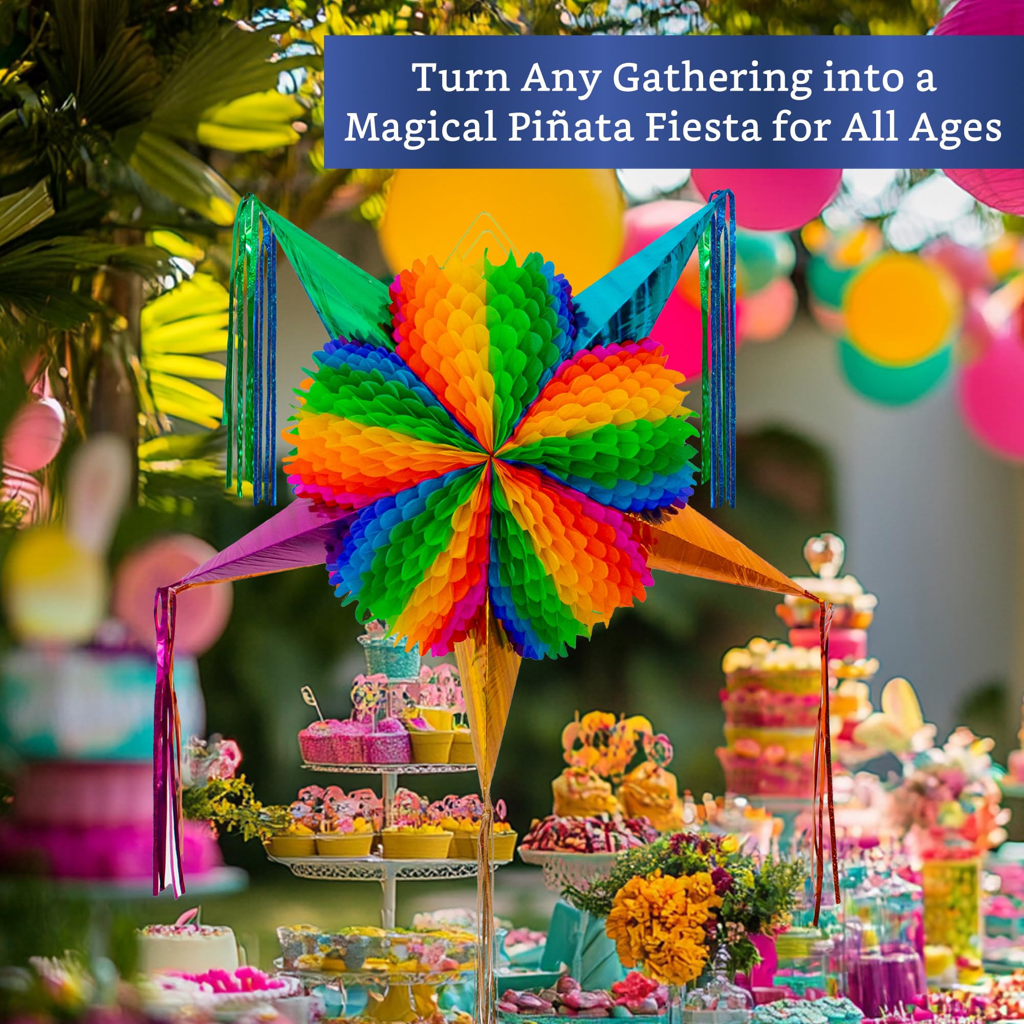 Fiesta Wraps pinata XL suitable for indoor or outdoor fiestas.