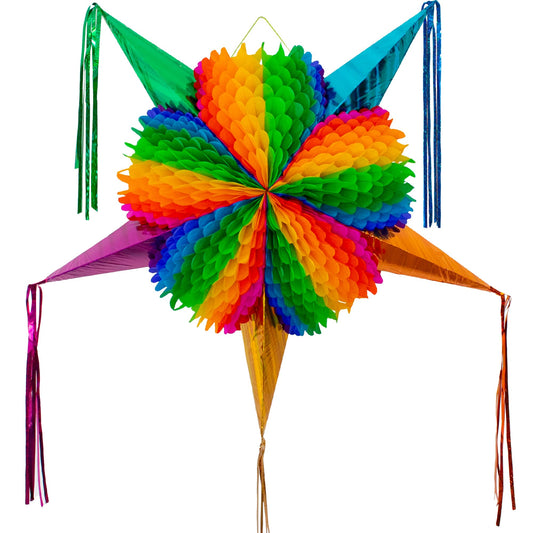 Fiesta Wraps pinata XL Rainbow front view with vibrant party colors.