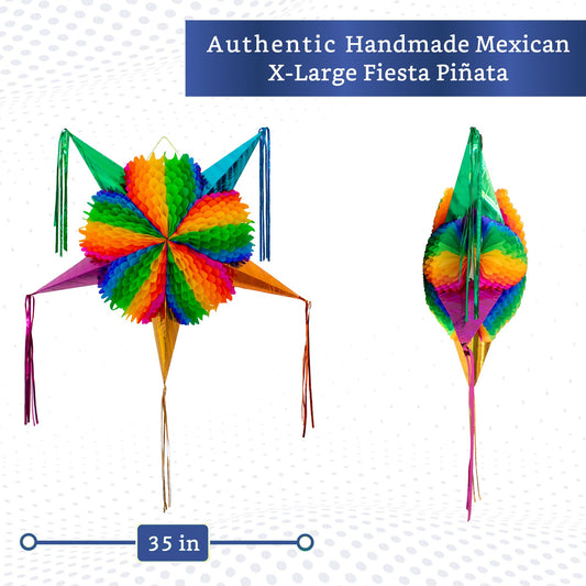 Fiesta Wraps pinata XL rainbow sideview shows five decorative cones.