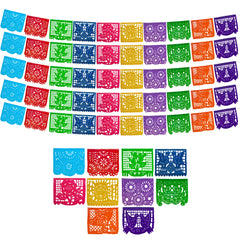 Fiesta Wraps papel picado banner with colorful flags for outdoor fiestas