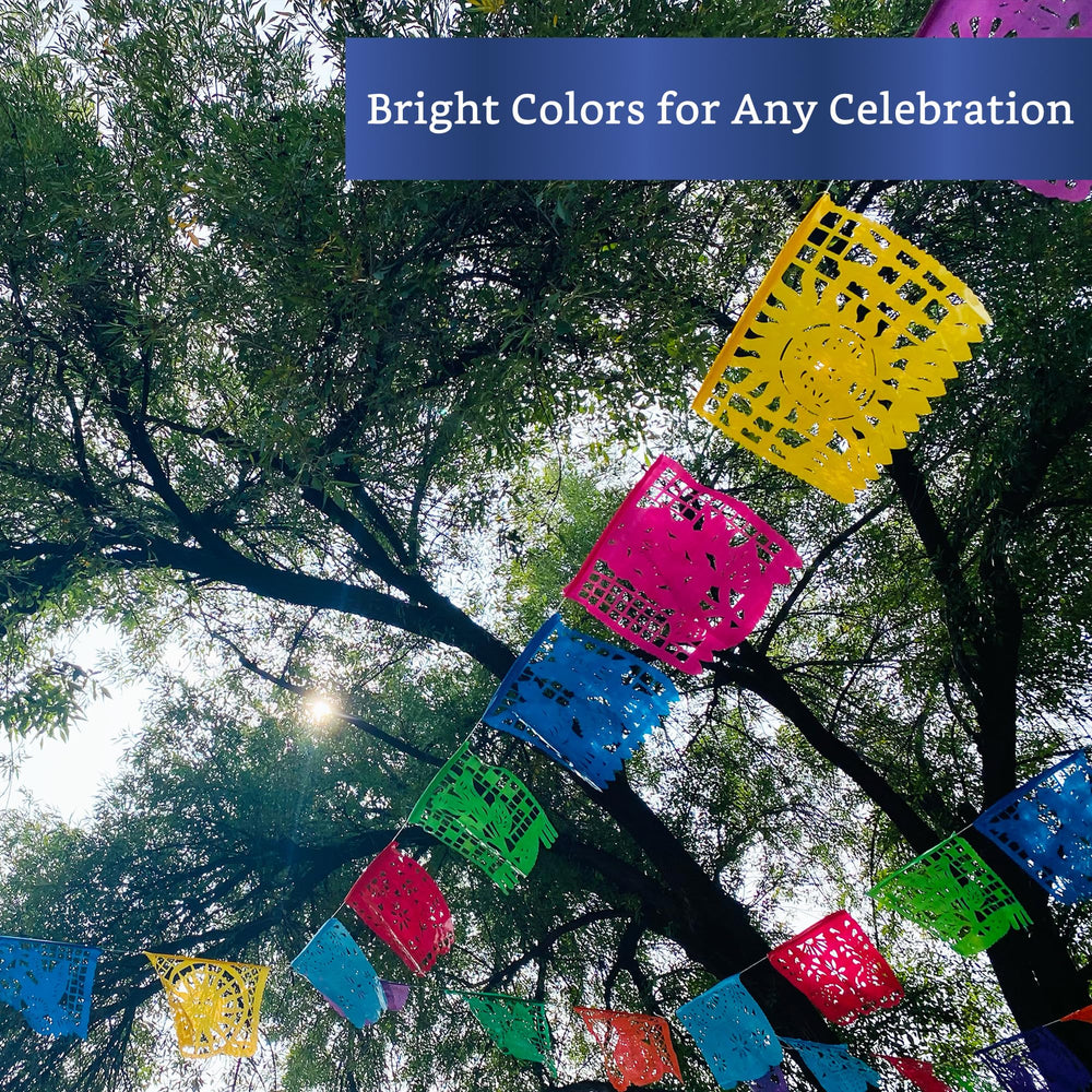Fiesta Wraps papel picado banner rain-proof outdoor setup