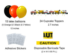 FIGEPO caution tape adds authentic zone boundaries for a playful construction party.