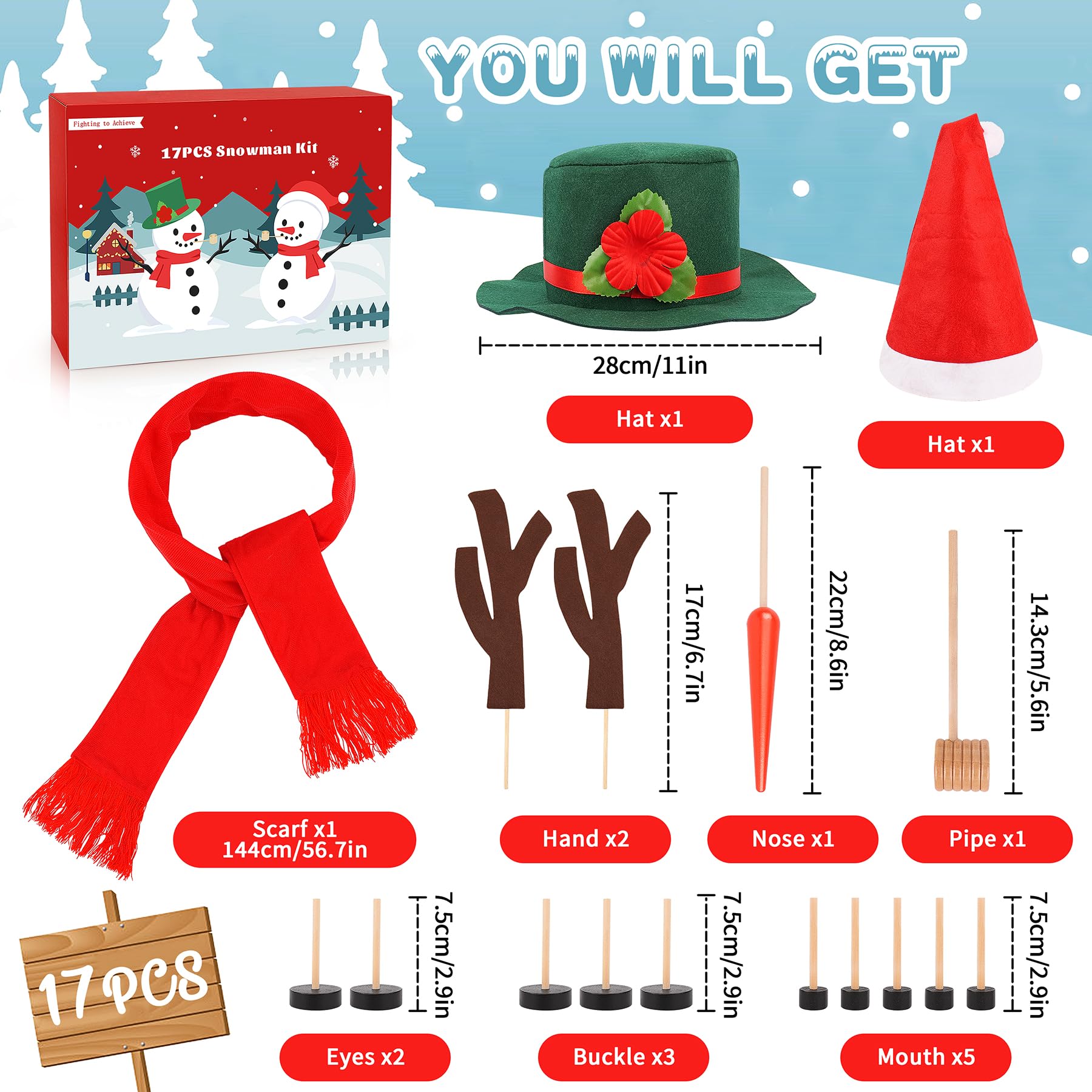 Fighting to Achieve Snowman Kit scarf and accessories for cozy seasonal builds.