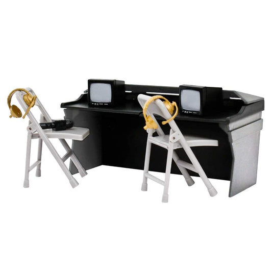 Figures Toy Company Commentator Table Playset includes chairs and monitors for immersive ring-side action.
