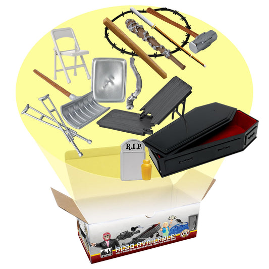 Figures Toy Company hardcore coffin 15-piece accessory set, image 1, ideal for dramatic wrestling figure displays.