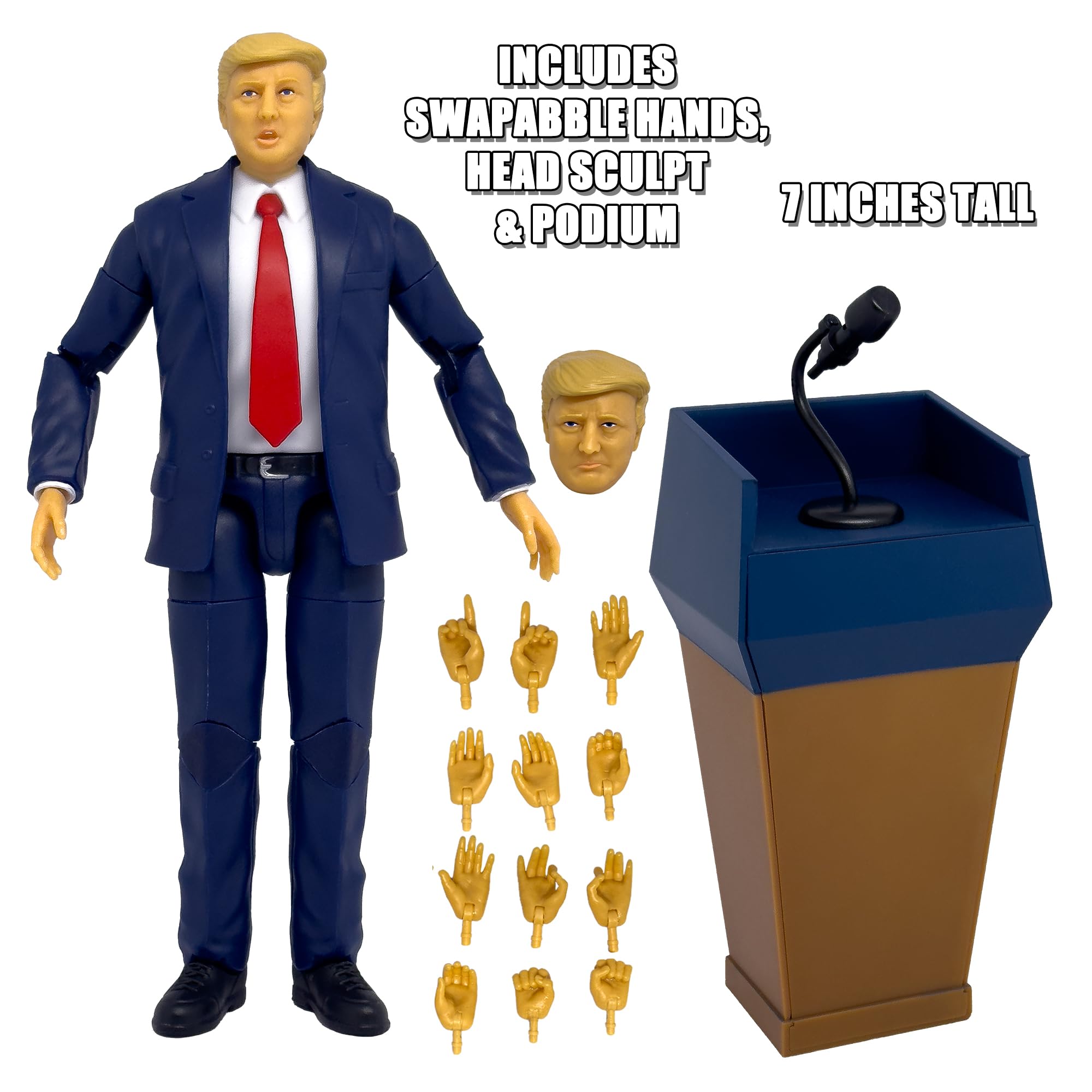 Figures Toy Company President Trump podium accessory creates iconic display scenes.