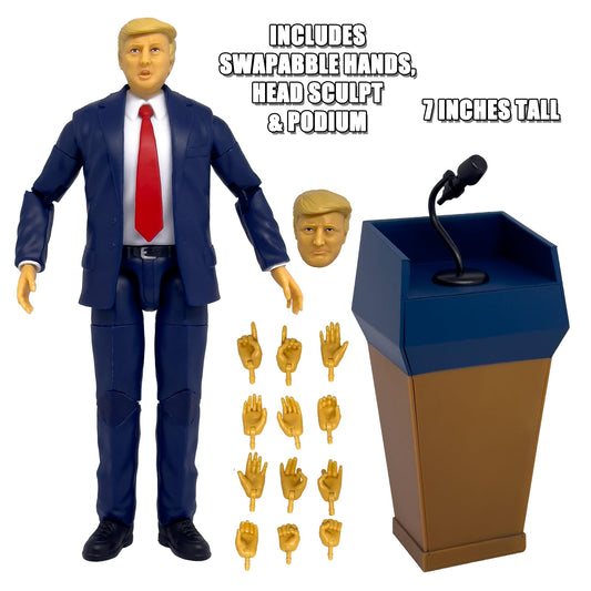 Figures Toy Company President Trump podium accessory creates iconic display scenes.
