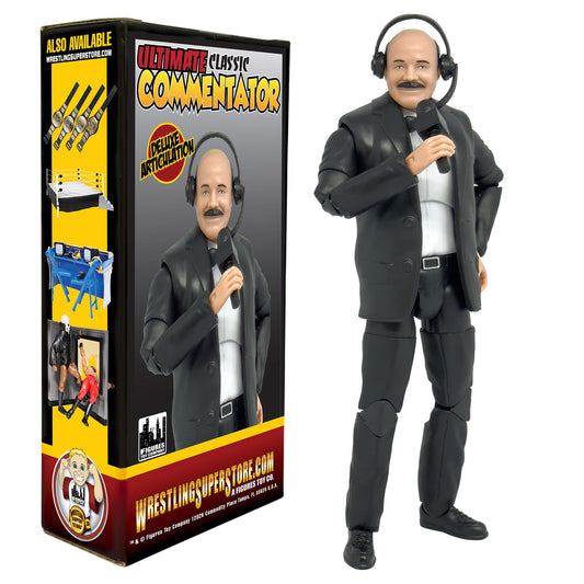 Figures Toy Company Ultimate Classic Commentator with microphone enhances authentic play-by-play.