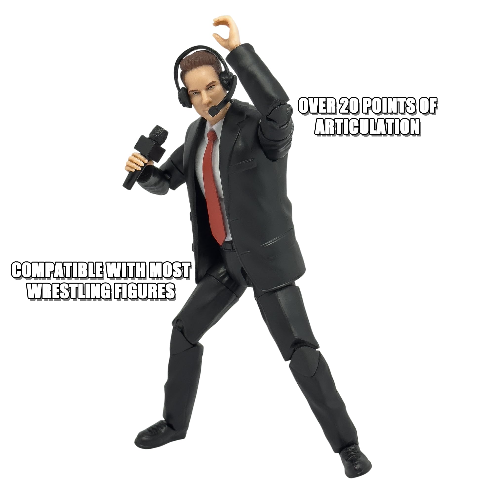 Figures Toy Company Ultimate Commentator Announcer deluxe articulation enables dynamic posing