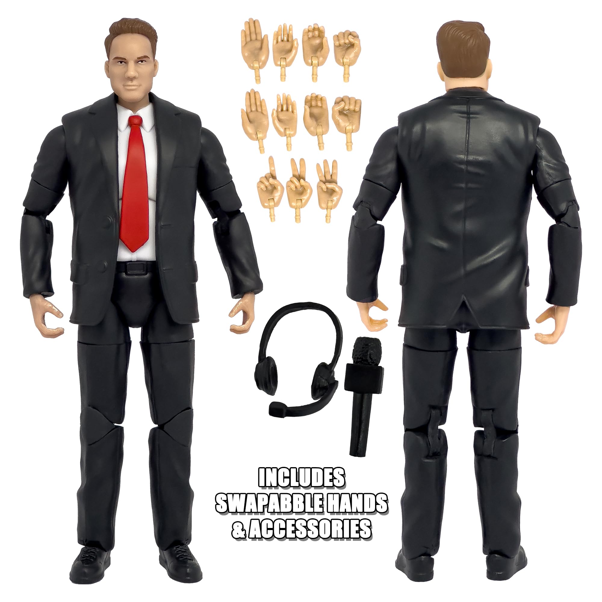 Figures Toy Company Ultimate Commentator Announcer wearing headset for live interviews