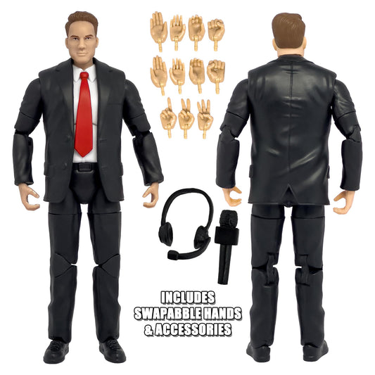 Figures Toy Company Ultimate Commentator Announcer wearing headset for live interviews