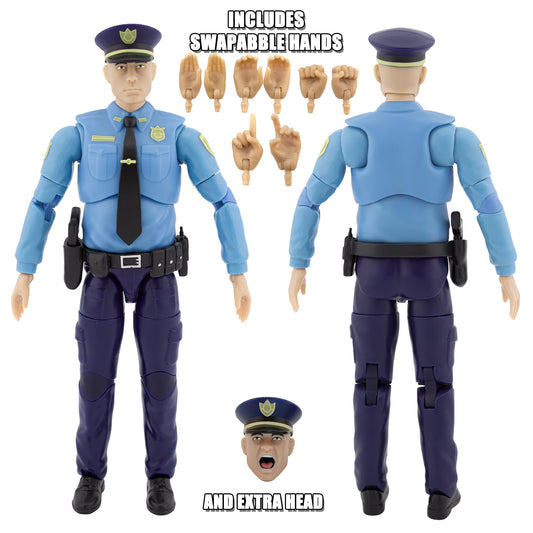 Figures Toy Company police officer figure with deluxe articulation enabling dynamic action moments.
