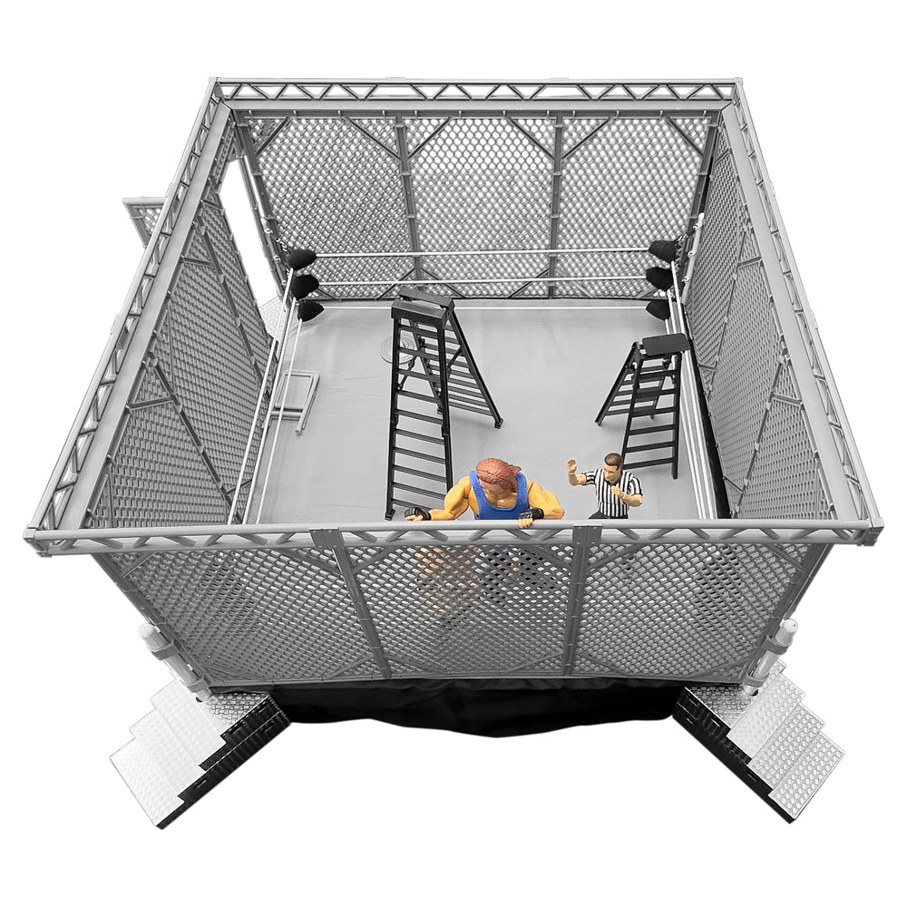 Figures Toy Company steel cage texture highlights premium finish.