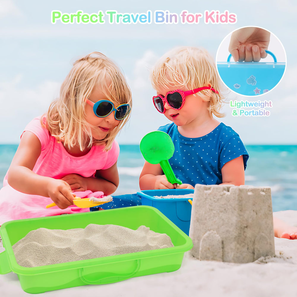 FIIOEOY sensory bin pink lid with secure snap-on design for travel