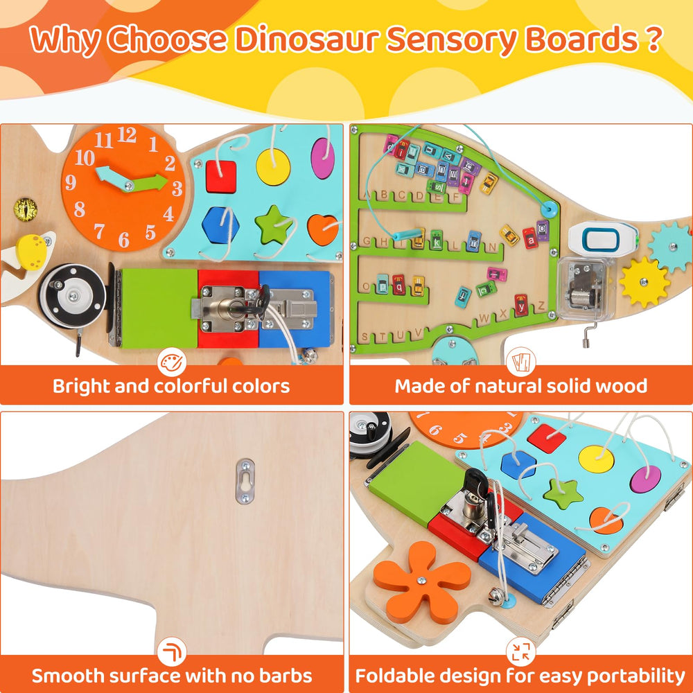 FIIOEOY dinosaur wall panel gear rotation feature encouraging curious problem solving.