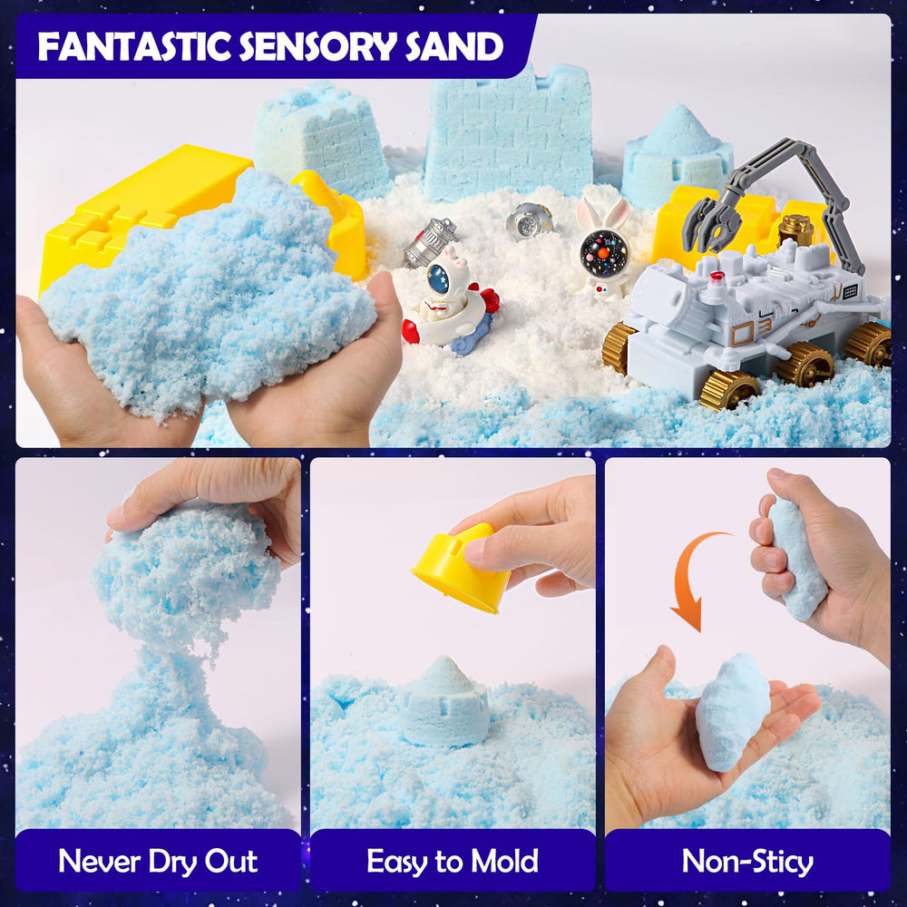 FIIOEOY outer space sensory bin spaceships promoting cooperative play and storytelling.