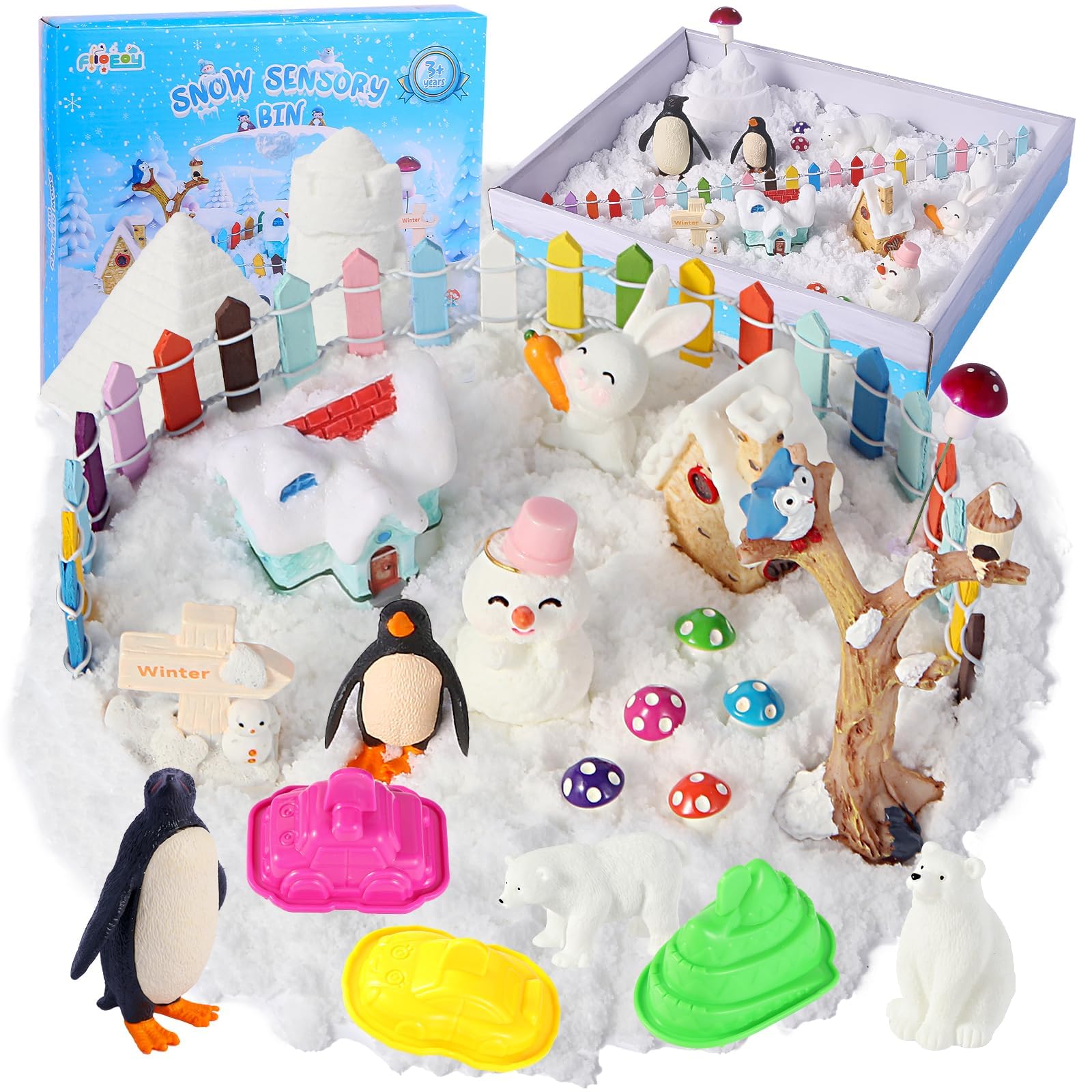 FIIOEOY snow sensory bin pack with white sand for creative play