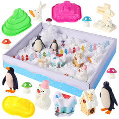 FIIOEOY winter village scene with houses and snowmen