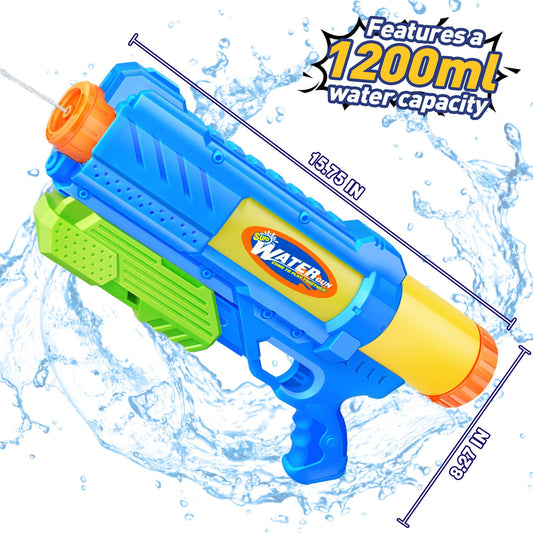 Fikamd 1200cc water gun with large tank for extended play.