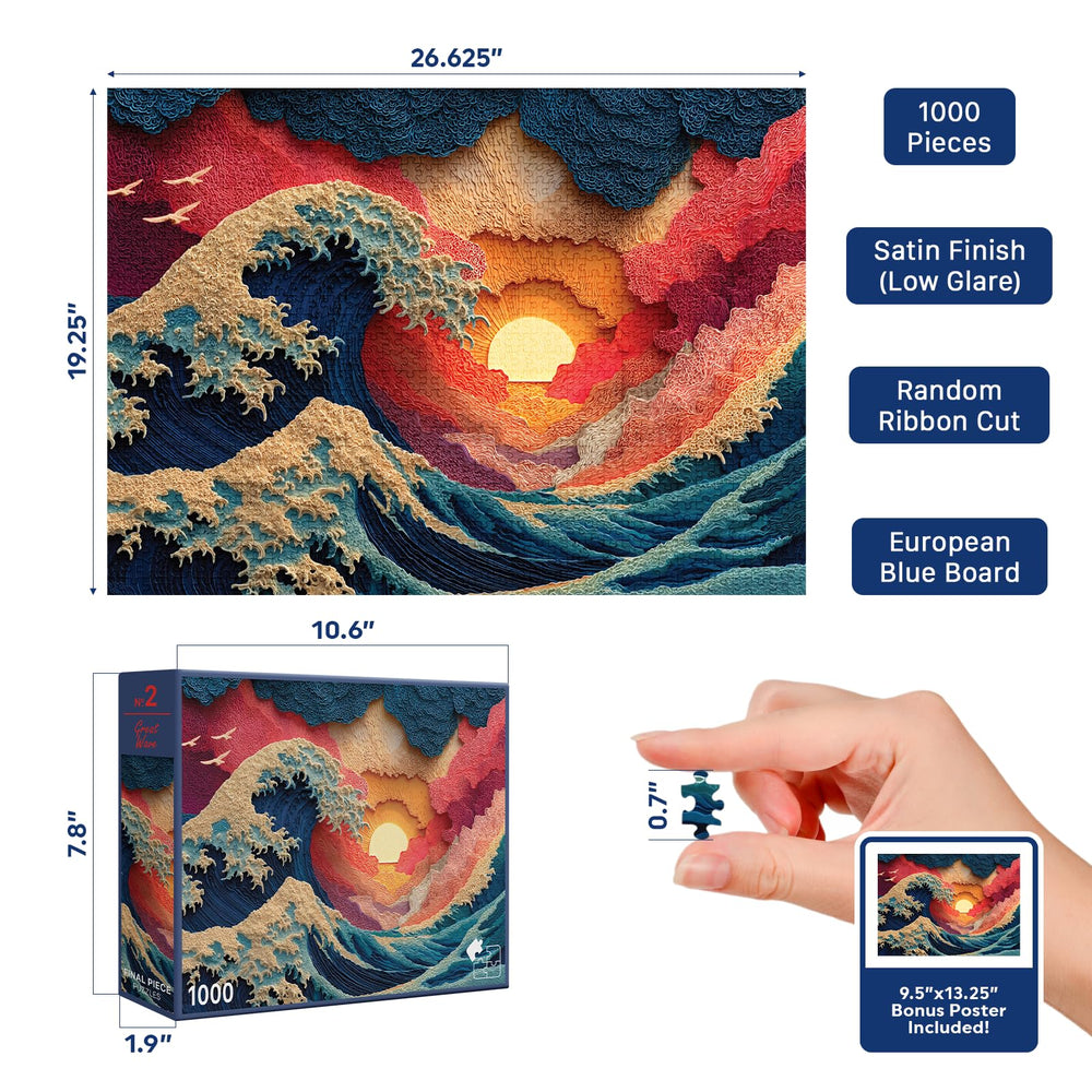 Final Piece Puzzles blue board delivers warp-resistant support for precise, clean edges.