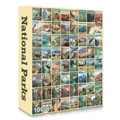 Final Piece Puzzles National Parks poster image showing the collage artwork for easy sorting.