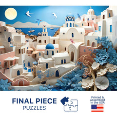 Final Piece Puzzles Santorini blue domes scene