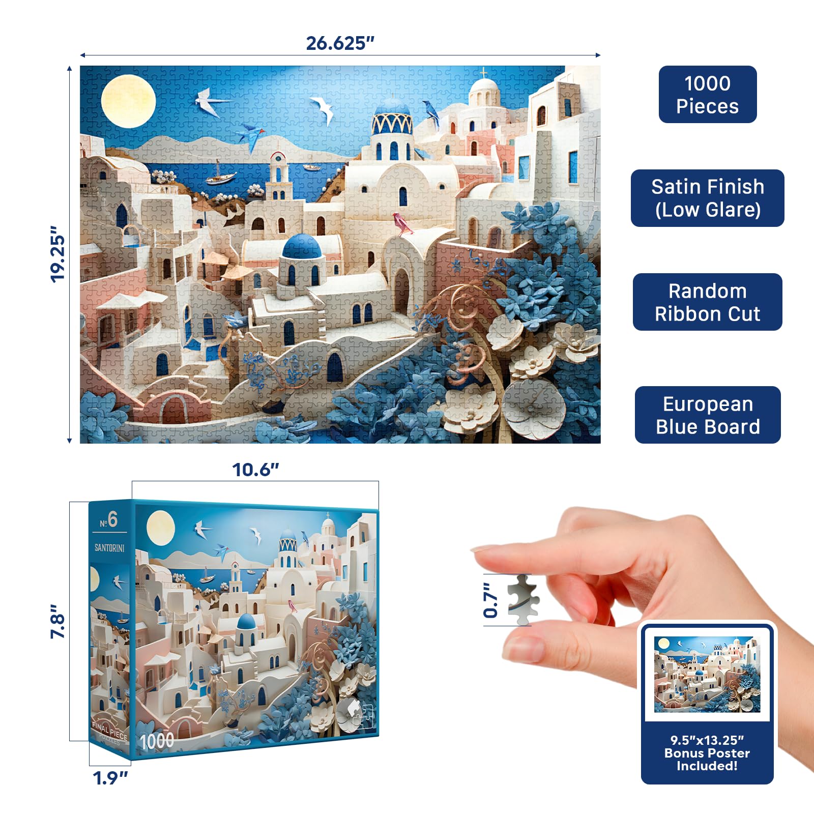Final Piece Puzzles Santorini sea and sky hues for a relaxing puzzle