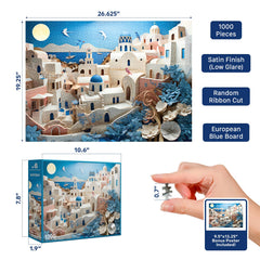 Final Piece Puzzles Santorini sea and sky hues for a relaxing puzzle
