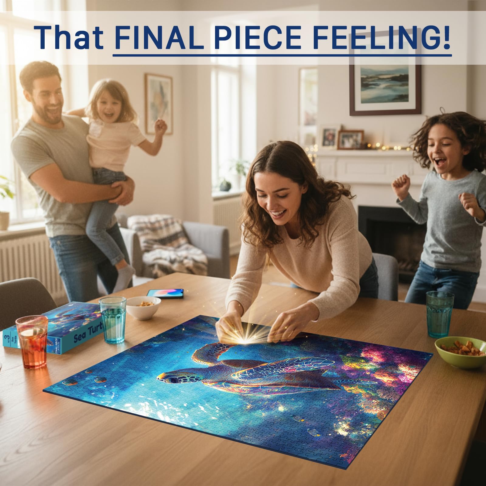 Final Piece Puzzles Sea Turtle 9x13 poster helps sorting and quick scene reference.