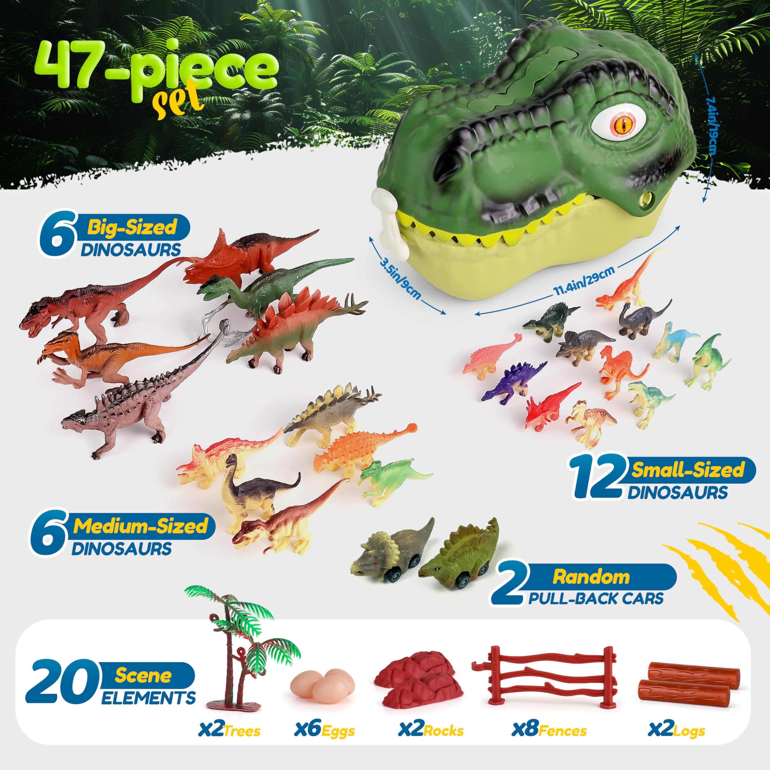 FINcredible dinosaur toy set: large dinos for durable, engaging play sessions