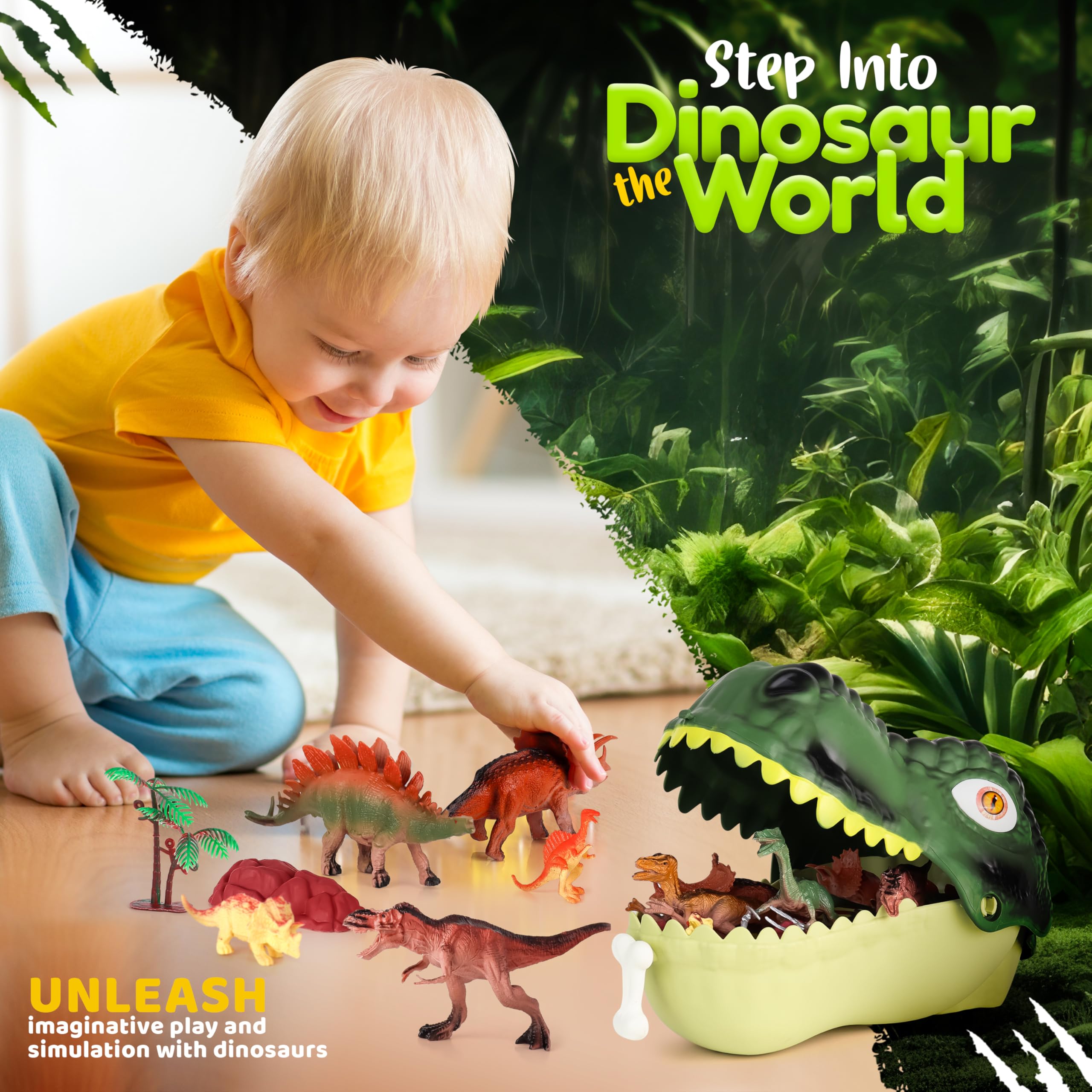 FINcredible dinosaur toy set: medium dinos support collaborative group play
