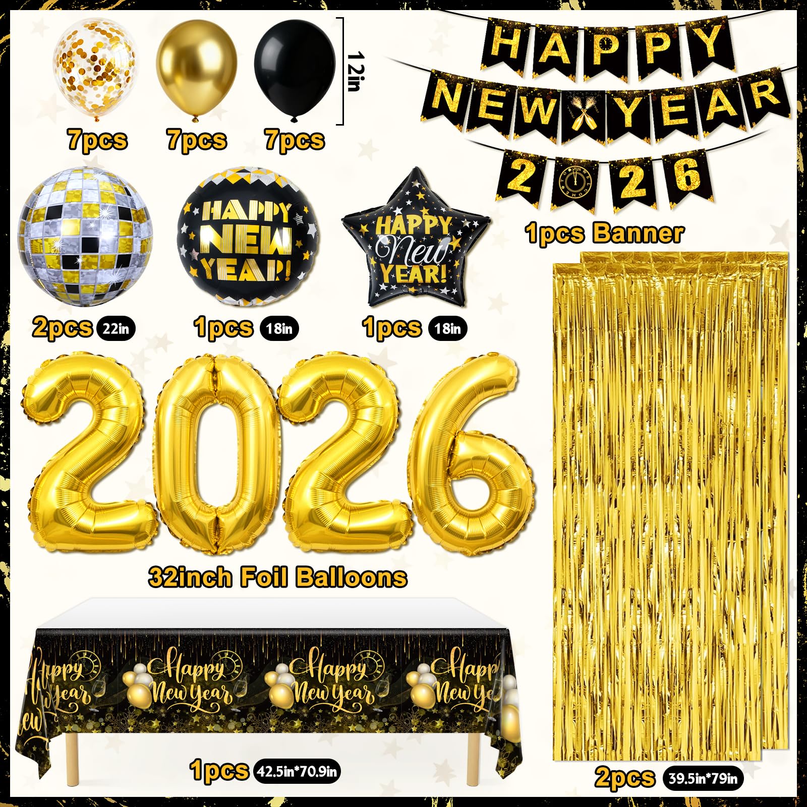 FINDRICH 2026 foil number balloon creates a bold countdown focal point.
