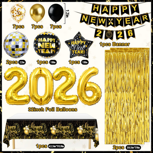 FINDRICH 2026 foil number balloon creates a bold countdown focal point.