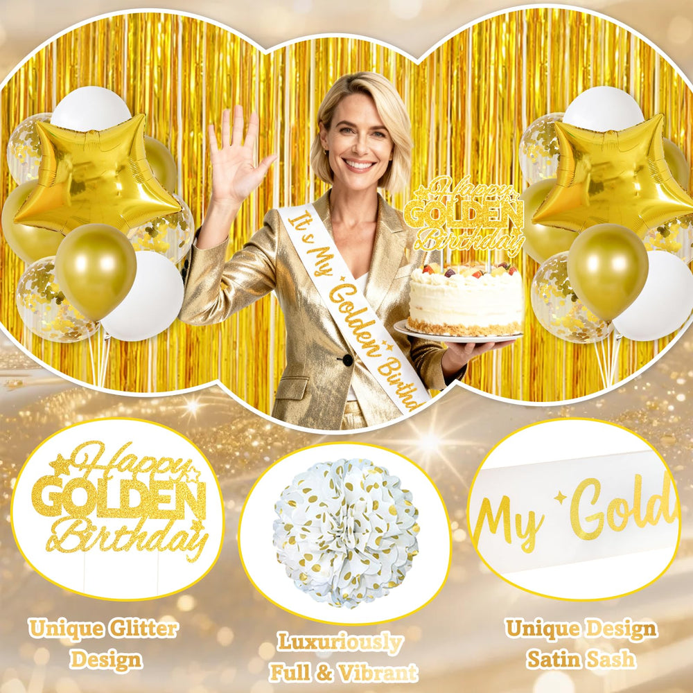FINDRICH Gold and White Paper Pompoms bring lush color to decor.