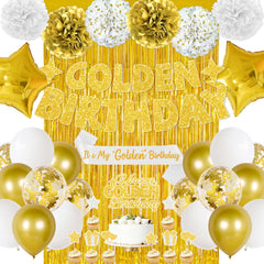 FINDRICH Golden Birthday Banner enhances photos with a radiant gold backdrop.