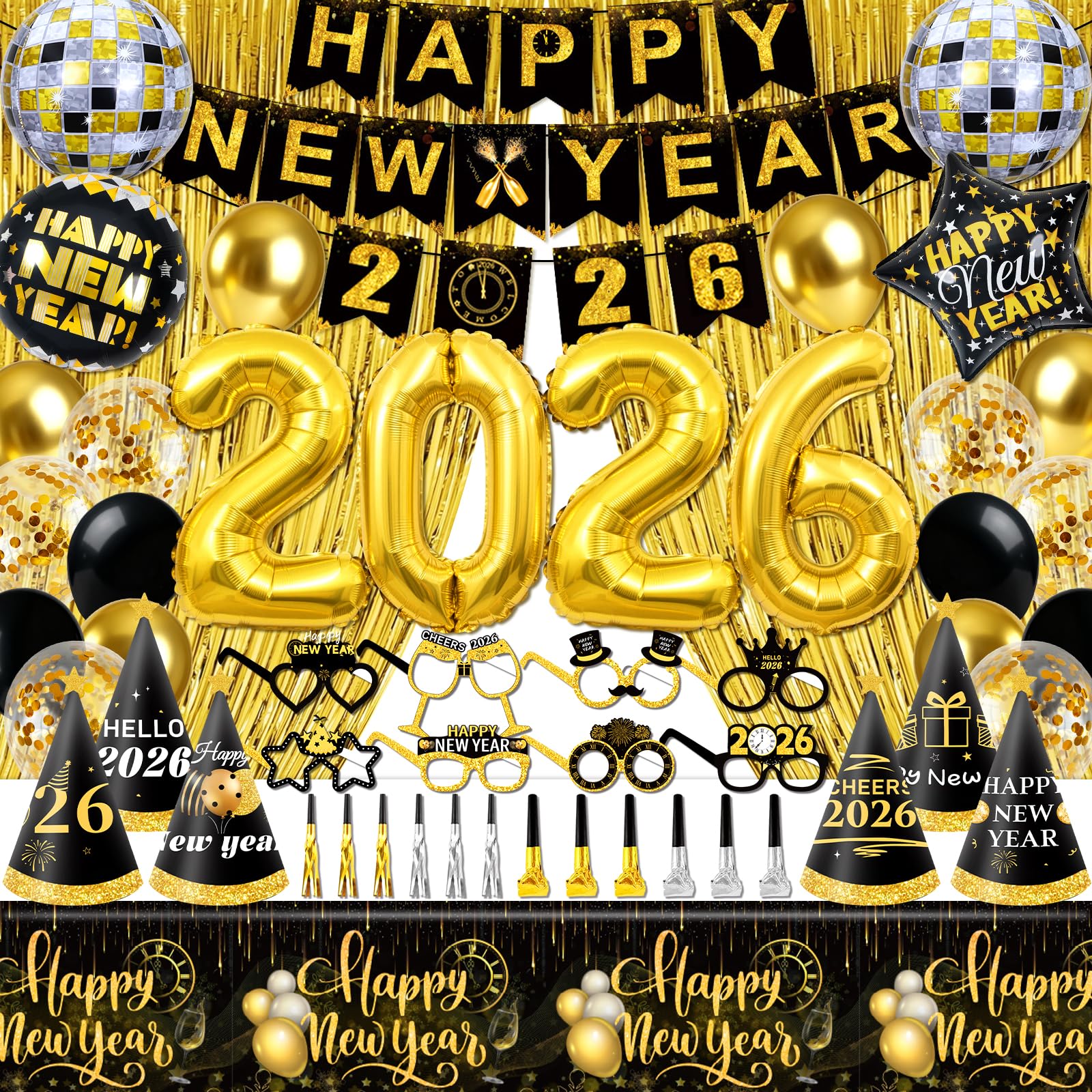 FINDRICH Happy New Year banner enhances party backdrop and photos.