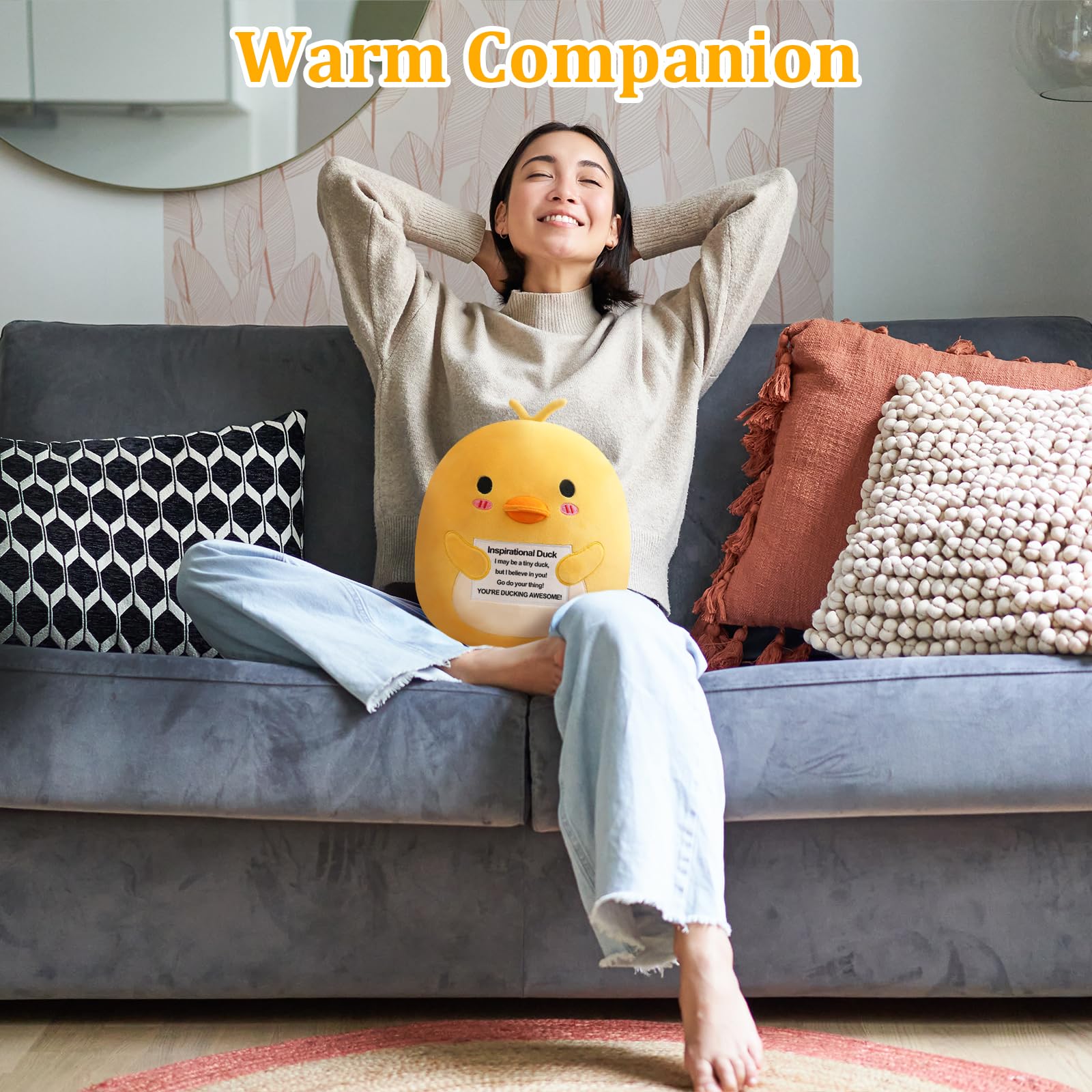 Finebee Duck Plush close-up fabric ten-inch emphasizes soft texture