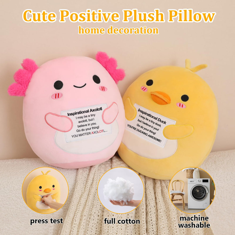 Finebee Duck Plush with positive card ten-inch ready for gifting and encouragement