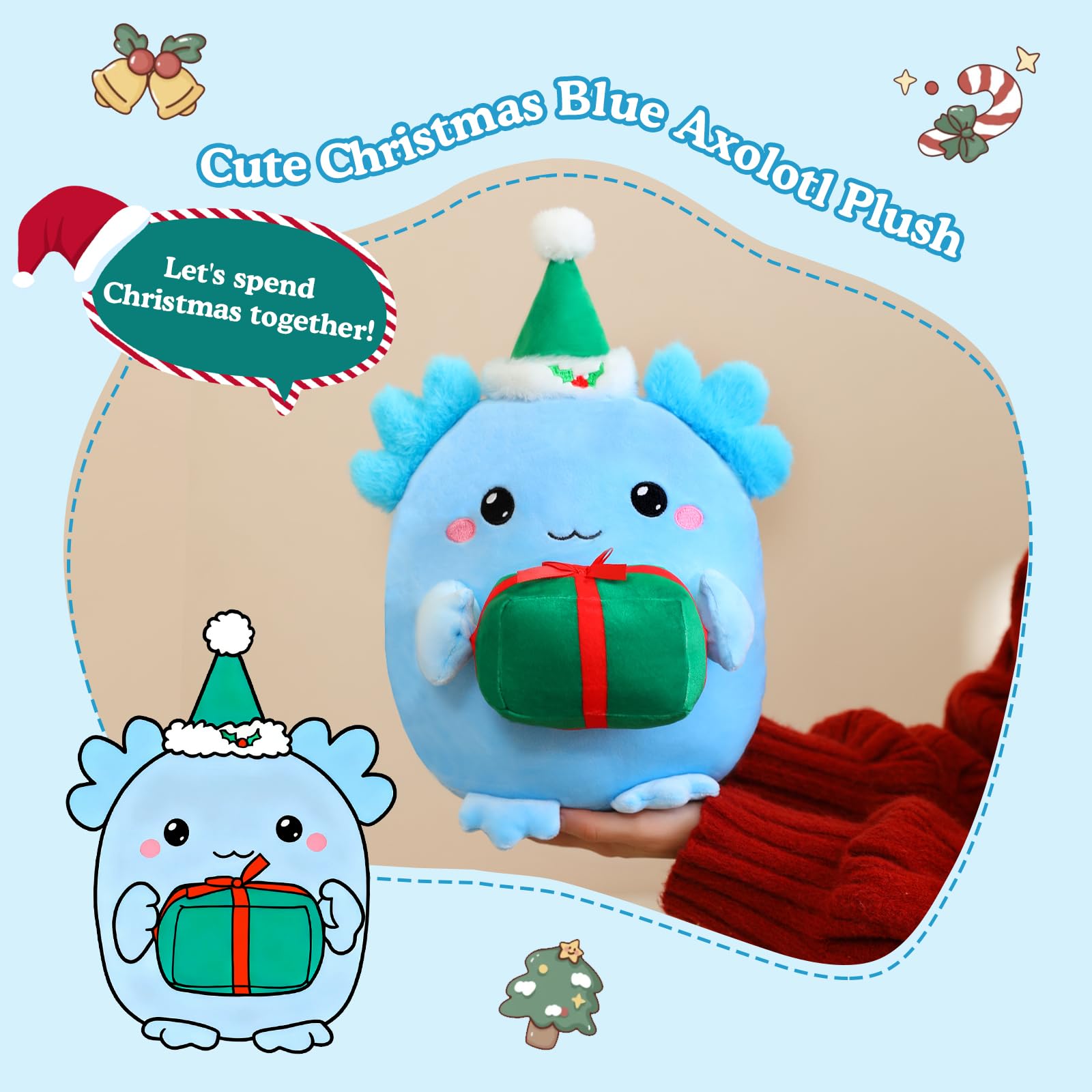 Finebee high-quality cotton axolotl plush, retains shape after hugs.