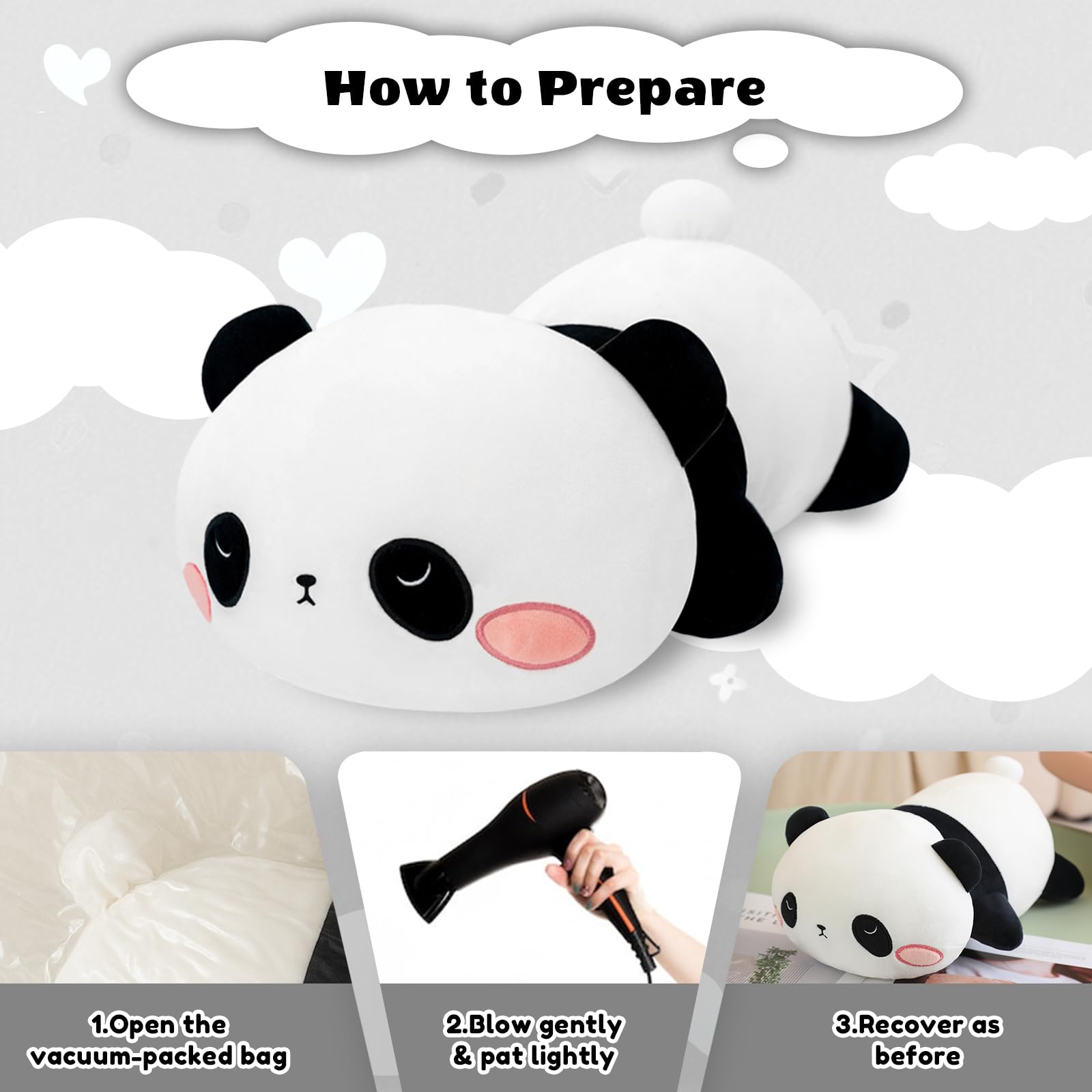 Finebee weighted panda plush ideal gift idea for birthdays and holidays
