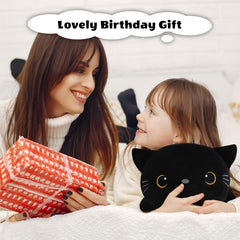 Finebee weighted black cat plush gift-ready packaging for birthdays